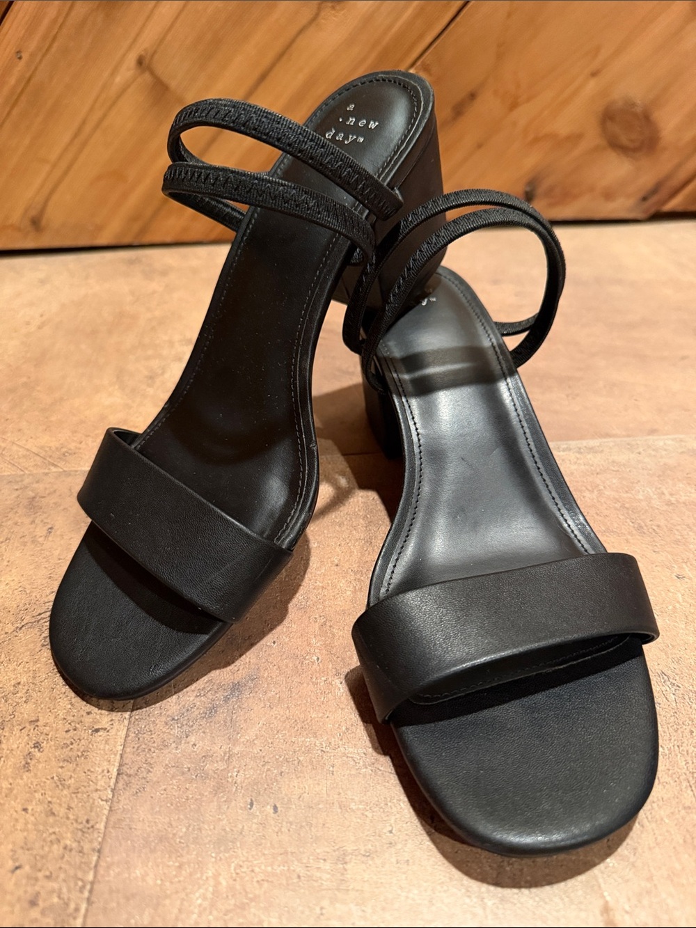 A New Day Black Block Heel Sandals